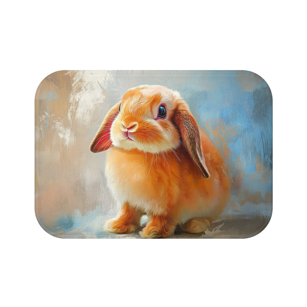 Cute Holland Lop Bunny Watercolor (Edition XXIII) — 61×43 Memory Foam Bath Mat — Top-Down Velvet Microfibre Artwork View