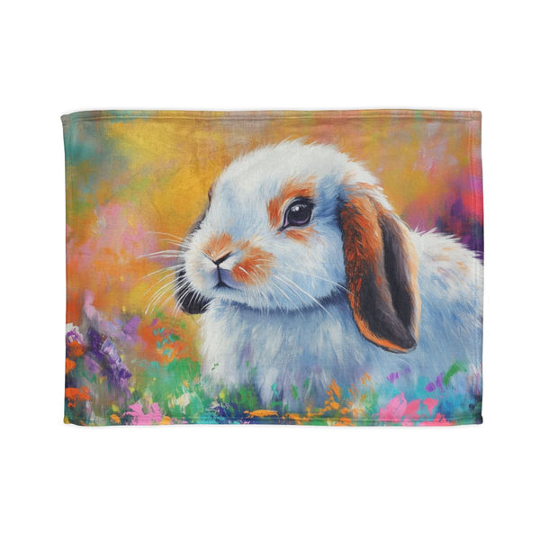 Cute Holland Lop Bunny Watercolor (Edition XXIII) — 50×60 Plush Throw Blanket — Full Spread Plush Fleece Artwork View