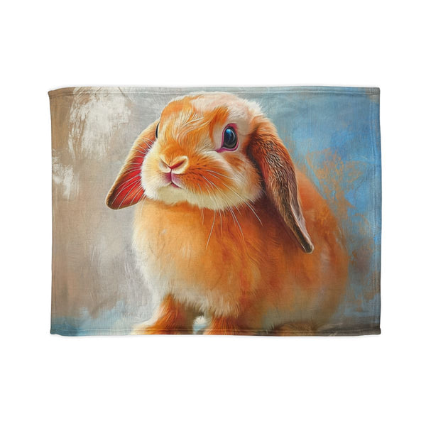 Cute Holland Lop Bunny Watercolor (Edition XXIV) — 50×60 Plush Throw Blanket — Full Spread Plush Fleece Artwork View