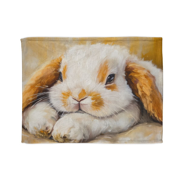 Cute Holland Lop Bunny Watercolor (Edition XI) — 50×60 Plush Throw Blanket — Full Spread Plush Fleece Artwork View