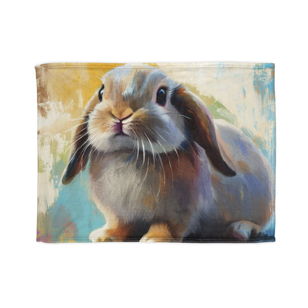 Cute Holland Lop Bunny Watercolor (Edition XIV) — 50×60 Plush Throw Blanket — Full Spread Plush Fleece Artwork View