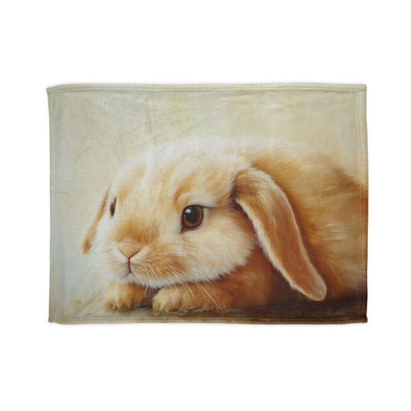 Cute Holland Lop Bunny Watercolor (Edition XV) — 50×60 Plush Throw Blanket — Full Spread Plush Fleece Artwork View