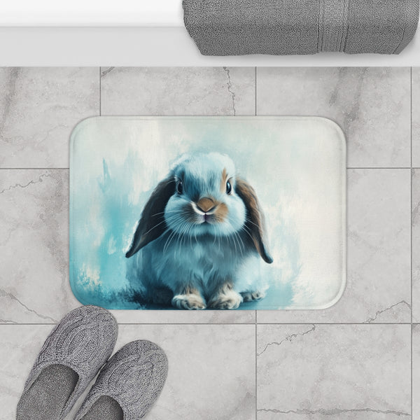 Holland Lop Rabbit Rabbit Cute Painting — Memory Foam Bath Mat — Modern Bathroom Floor Lifestyle View