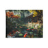 Holographic Koi Pond in Zen Temple — Plush Fleece Throw Blanket — Full Flat Artwork View