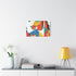 Surreal Anthropomorphic Horse Gentleman Dining — Stretched Canvas Wall Art — Living Room Wall Lifestyle View