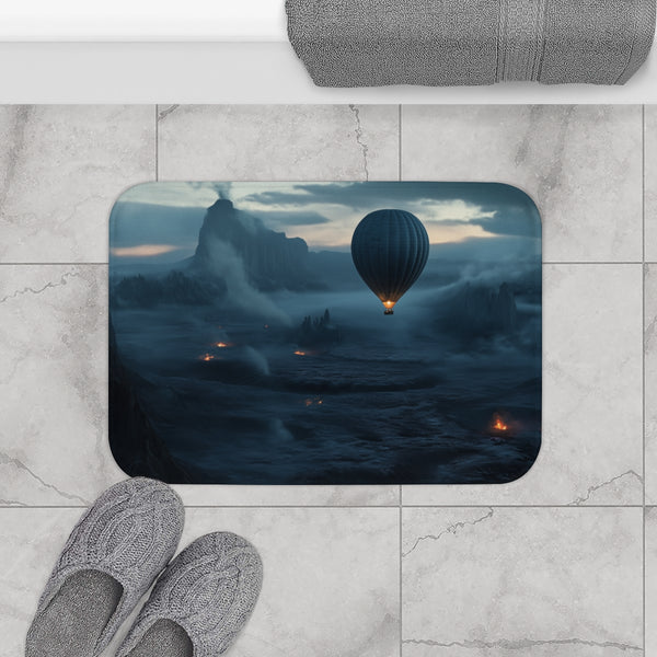 Hot Air Balloons over Alien Terrain (Edition II) — Memory Foam Bath Mat — Modern Bathroom Floor Lifestyle View