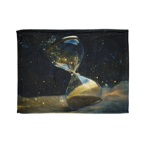Hourglass Leaking Stardust — Plush Fleece Throw Blanket — Full Spread Plush Fleece Artwork View