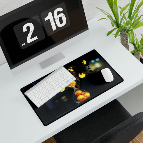 Hourglass Tree with Glowing Fruit — XL & XXL Desk Mat — Gaming & Workspace Desk Setup View
