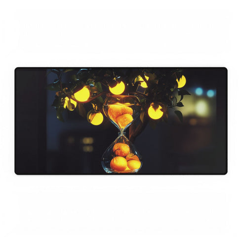 Hourglass Tree with Glowing Fruit — XL & XXL Desk Mat — Full Top-Down Artwork View
