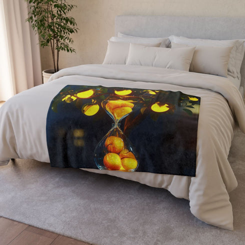 Hourglass Tree with Glowing Fruit Plush Fleece Throw Blanket