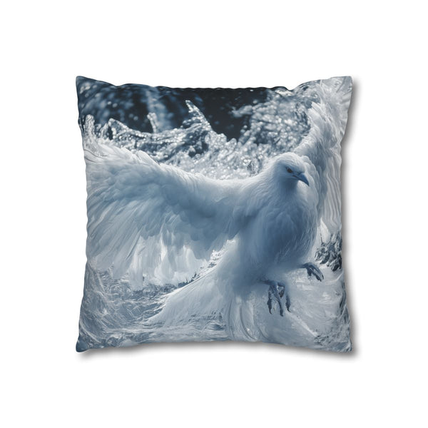Ice Phoenix Frozen Mid Flight Double-Sided Square Cushion Cover