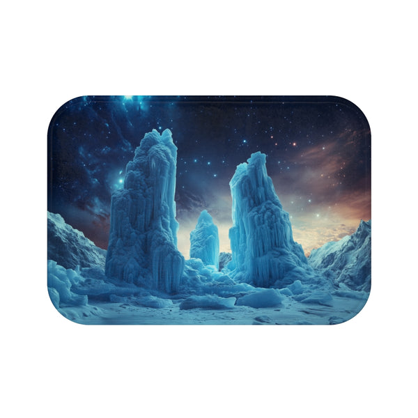 Ice Pillars Rising from Cosmic Sea (Edition VIII) — Memory Foam Bath Mat — Top-Down Memory Foam Bath Mat View