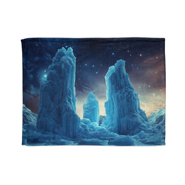 Ice Pillars Rising from Cosmic Sea (Edition VIII) — Plush Fleece Throw Blanket — Full Spread Plush Fleece Artwork View