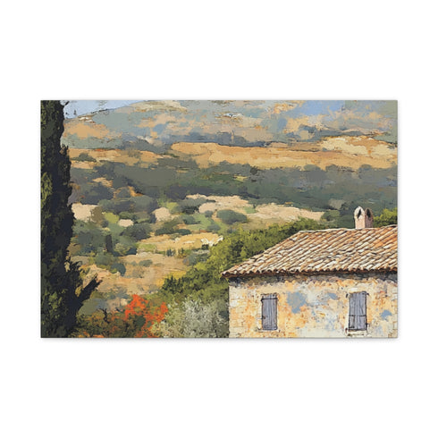 Warm Mediterranean Coastal Cliffside Villa — 24×16 Canvas Wall Art — Front Gallery-Wrapped Canvas View