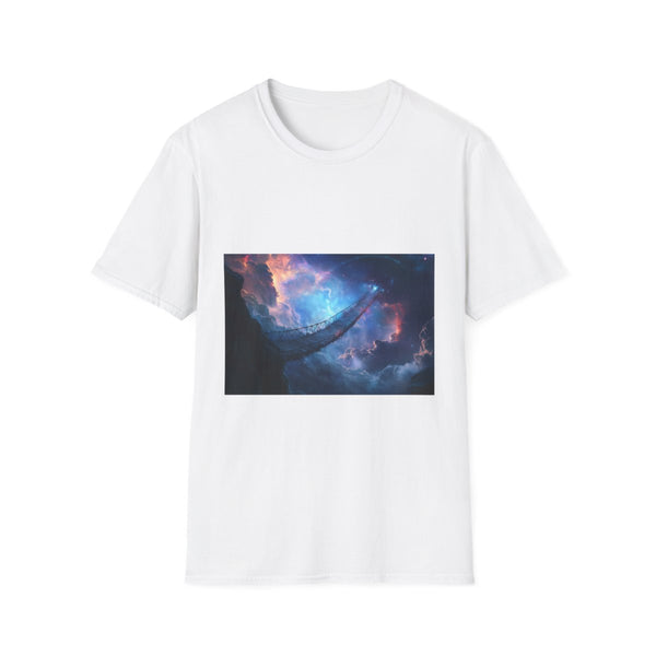Infinity Bridge Across Nebula Graphic Unisex Softstyle T-Shirt - Front View