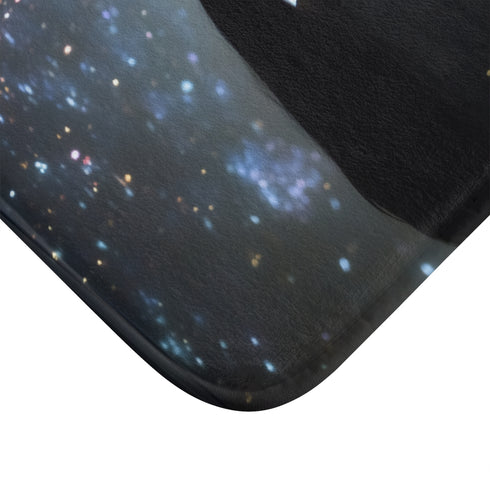 Infinity Mirror Reflecting Shooting Star — Memory Foam Bath Mat — Microfibre Texture Close-Up View
