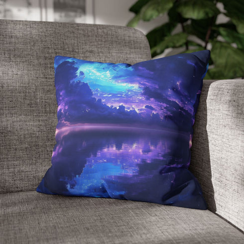 Infinity Pool with Celestial Reflection (Edition V) — 40×40 Cushion Cover — Sofa & Armchair Living Room Lifestyle View