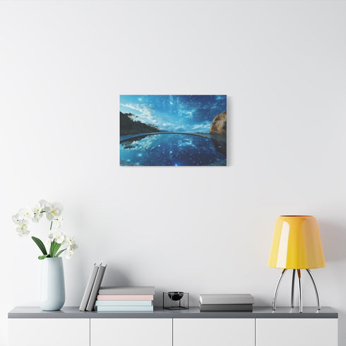 Infinity Pool with Celestial Reflection — Stretched Canvas Wall Art — Living Room Wall Lifestyle View