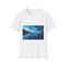 Infinity Pool with Celestial Reflection Graphic Unisex Softstyle T-Shirt - Front View