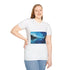 Infinity Pool with Celestial Reflection Graphic Unisex Softstyle T-Shirt - Model View