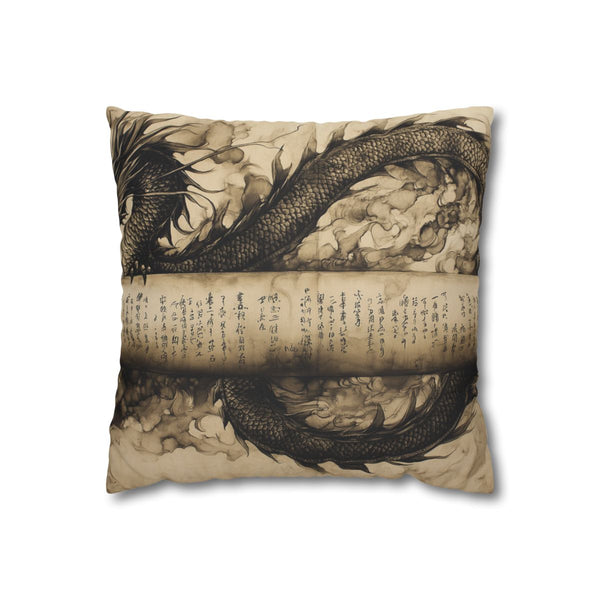 Ink Dragon Wrapping Ancient Scroll (Edition III) — Double-Sided Cushion Cover — Front Double-Sided Cushion View