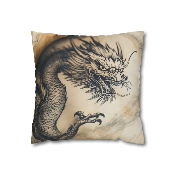 Ink Dragon Wrapping Ancient Scroll (Edition VI) — Double-Sided Cushion Cover — Front Double-Sided Cushion View