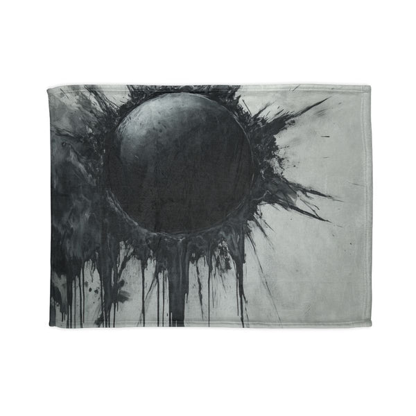 Ink Storm Dripping from Shattered Sun Plush Fleece Throw Blanket