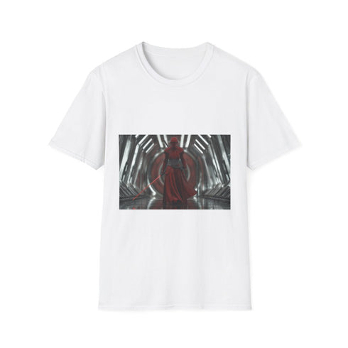 Sith Inquisitor in Crimson Armor with Lightsaber — Graphic Cotton T-Shirt — Front Graphic Print View