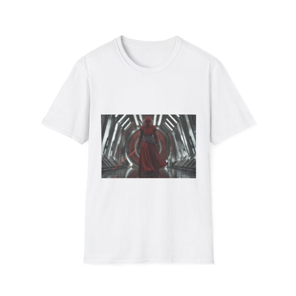 Sith Inquisitor in Crimson Armor with Lightsaber — Graphic Cotton T-Shirt — Front Graphic Print View
