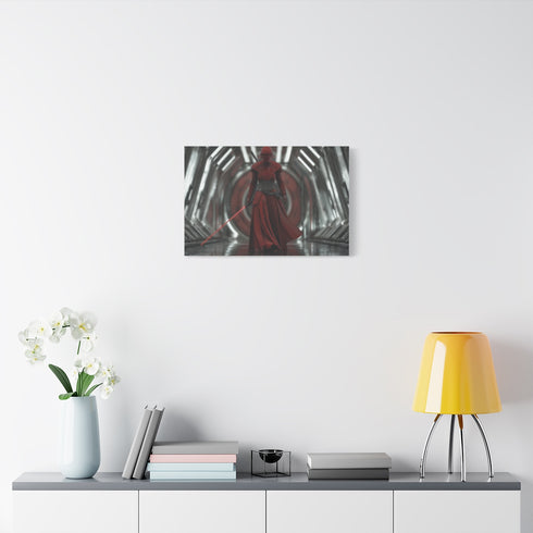 Inquisitor in Red Armor, Lightsaber — Stretched Canvas Wall Art — Living Room Wall Lifestyle View