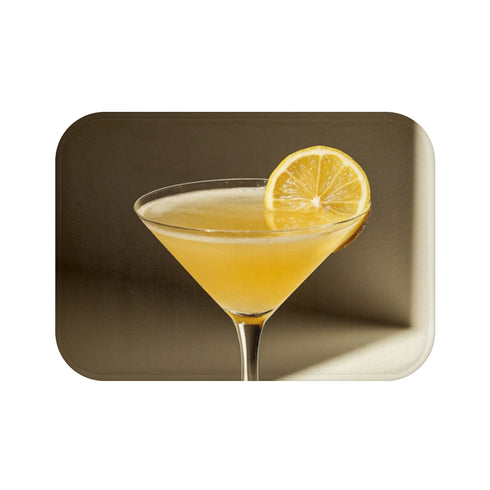 Interesting Angle Shots Photography of Lemon Luxury Memory Foam Bath Mat - Top View