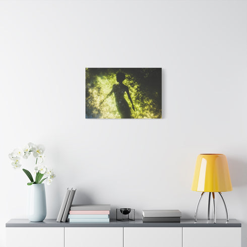 Invisible Creature Casting Glowing Shadow — Stretched Canvas Wall Art — Living Room Wall Lifestyle View