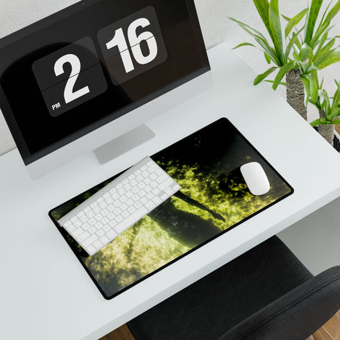 Invisible Creature Casting Glowing Shadow — XL & XXL Desk Mat — Gaming & Workspace Desk Setup View