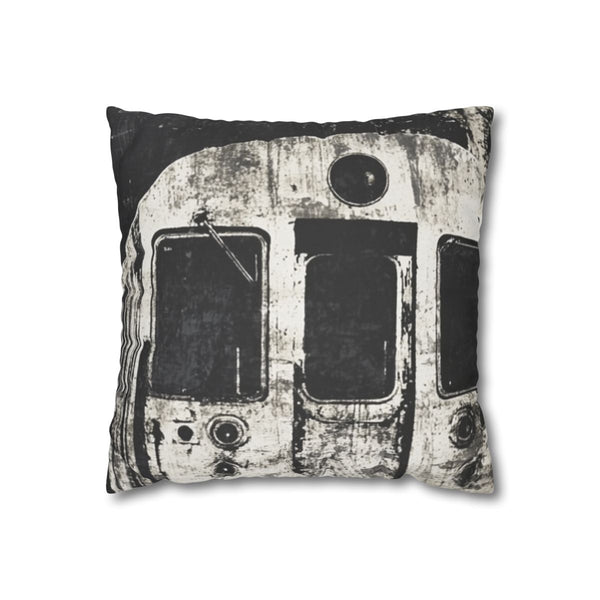 Isidzukuri412 Train in an Underwater Cave in the Style of Futur — 40×40 Cushion Cover — Front 40×40 cm Square Cushion View