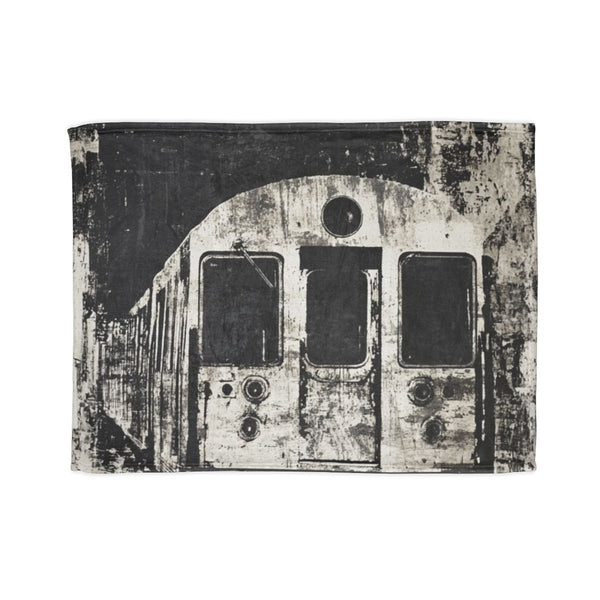 Isidzukuri412 Train in an Underwater Cave in the Style — 50×60 Plush Throw Blanket — Full Spread Plush Fleece Artwork View