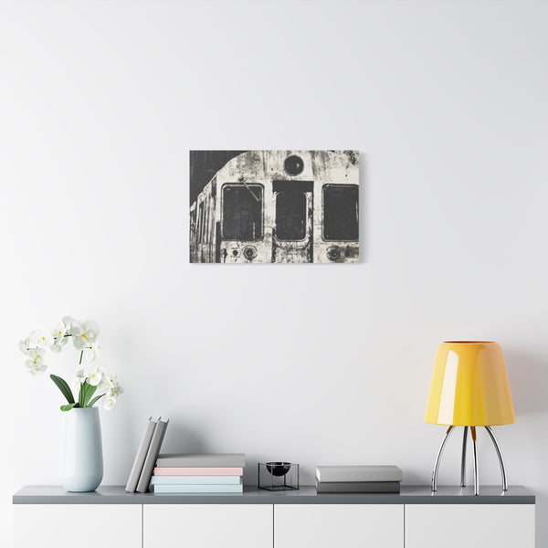 Isidzukuri412 Train in an Underwater Cave in the Style of Futur — 24×16 Canvas Wall Art — Living Room Wall Lifestyle View