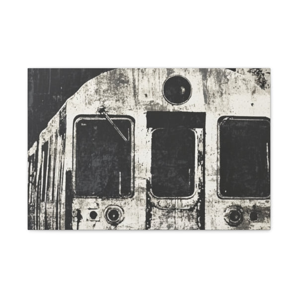 Isidzukuri412 Train in an Underwater Cave in the Style of Futur — 24×16 Canvas Wall Art — Front Gallery-Wrapped Canvas View