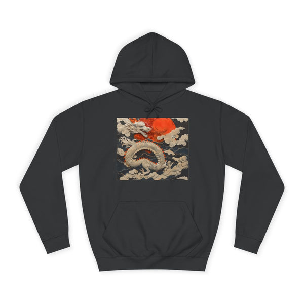 Japanese Dragon Flying — Heavyweight Graphic Hoodie — Front Heavyweight Fleece Hoodie View
