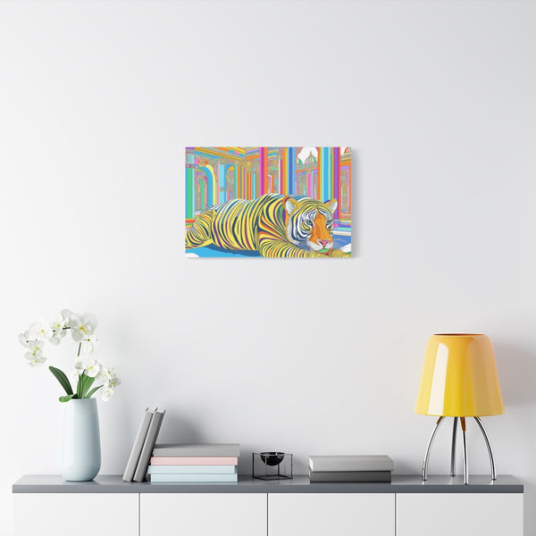 Jayesh.s Tiger and Elephant Seated in Multiple Colourful Hindu — 24×16 Canvas Wall Art — Living Room Wall Lifestyle View