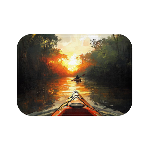 Journey Down the Amazon in Brazil Kayak Painting Ju — Memory Foam Bath Mat — Top-Down Memory Foam Bath Mat View