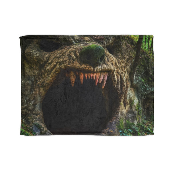 Jungle Cave Shaped Like Wolf Mouth Plush Fleece Throw Blanket