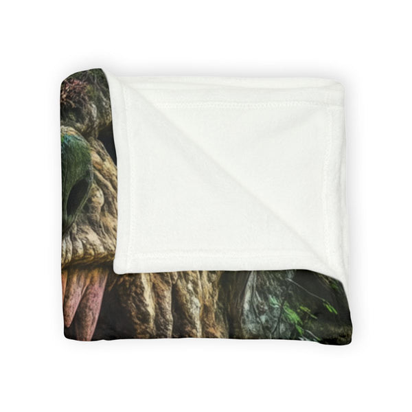 Jungle Cave Shaped Like Wolf Mouth Plush Fleece Throw Blanket