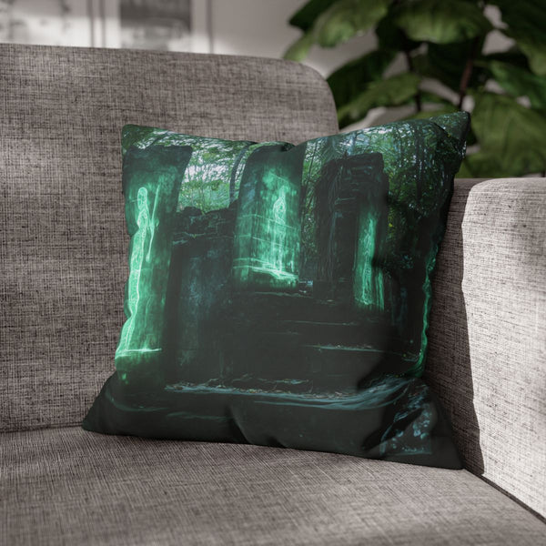 Jungle Ruins with Holographic Spirits (Edition II) — Double-Sided Cushion Cover — Sofa & Armchair Living Room Lifestyle View
