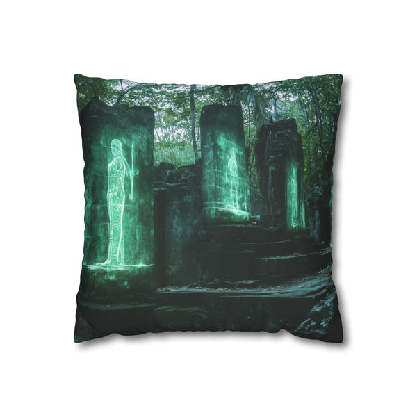 Jungle Ruins with Holographic Spirits (Edition II) — Double-Sided Cushion Cover — Front Double-Sided Cushion View