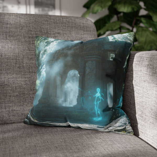 Jungle Ruins with Holographic Spirits (Edition III) — Double-Sided Cushion Cover — Sofa & Armchair Living Room Lifestyle View