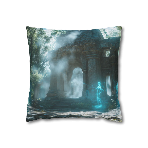 Jungle Ruins with Holographic Spirits (Edition III) — Double-Sided Cushion Cover — Front Double-Sided Cushion View