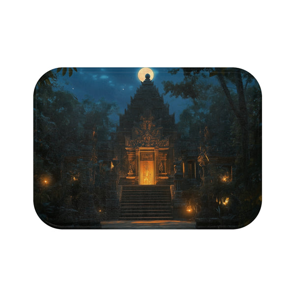 Jungle Temple Illuminated by Moonlight (Edition IV) — Memory Foam Bath Mat — Top-Down Memory Foam Bath Mat View