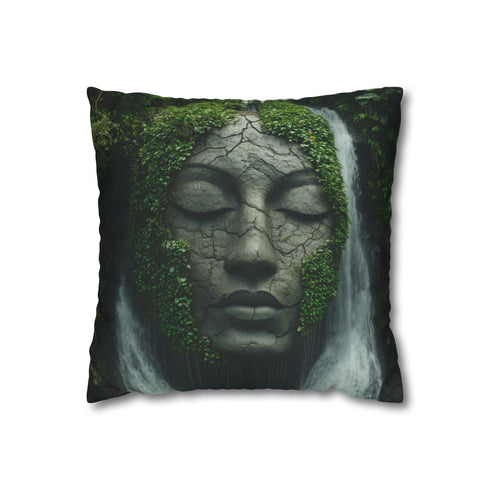 Enchanted Jungle Waterfall Spirit — 40×40 Cushion Cover — Front 40×40 cm Square Cushion View
