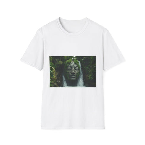 Jungle Waterfall Shaped Like Womans Fac Graphic Unisex Softstyle T-Shirt - Front View