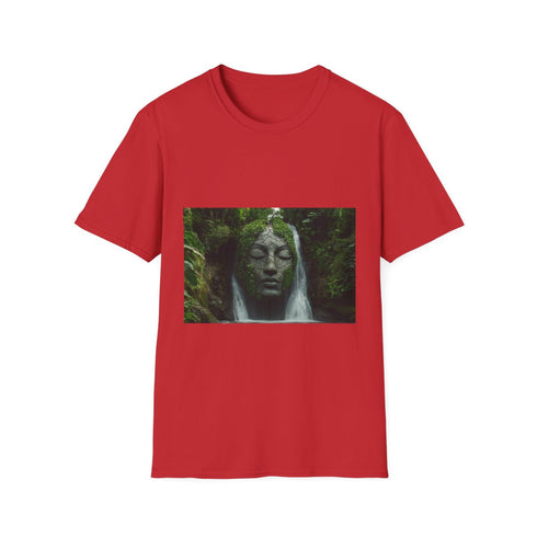 Jungle Waterfall Shaped Like Womans Fac Graphic Unisex Softstyle T-Shirt - Red Variant
